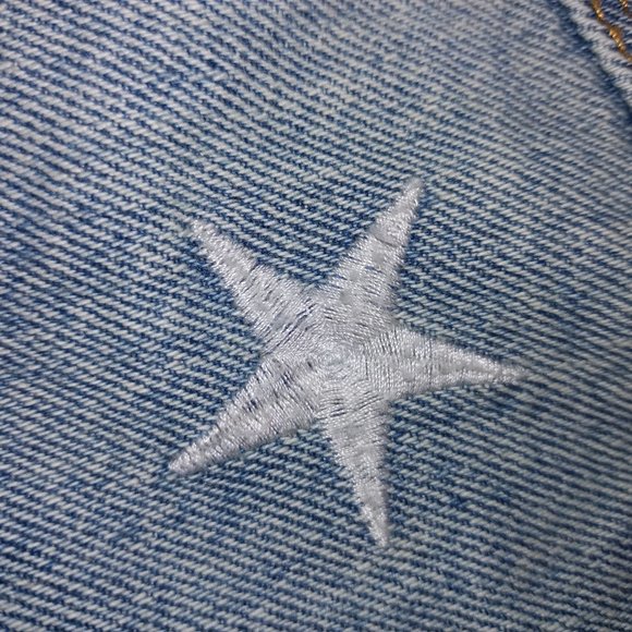 Jean Skirt Button Fly Embroidered Stars NWT - Picture 6 of 8